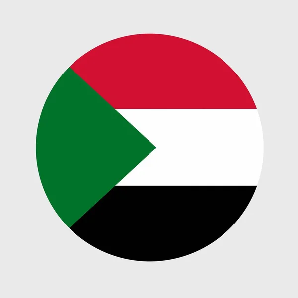 Ilustração Vetorial Forma Plana Redonda Bandeira Sudão Bandeira Nacional Oficial — Vetor de Stock
