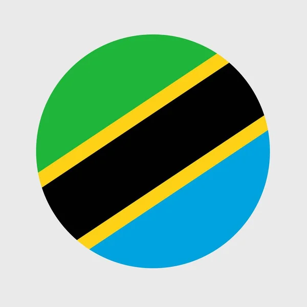 Vektorillustration Der Flachen Runden Form Der Flagge Tansanias Offizielle Nationalflagge — Stockvektor