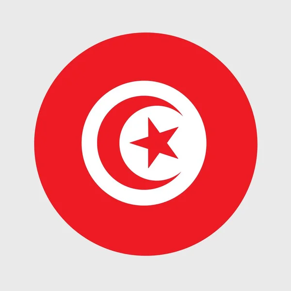 Vektorillustration Der Flachen Runden Form Der Tunesischen Flagge Offizielle Nationalflagge — Stockvektor