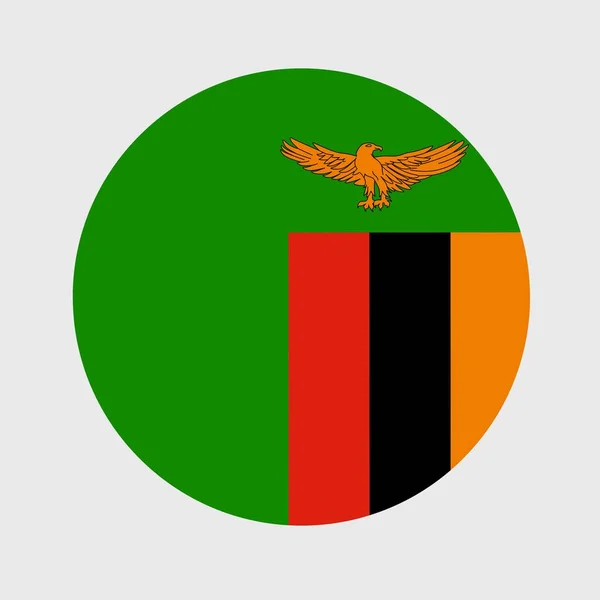 赞比亚国旗扁平圆形的矢量图解 官方国旗的按钮图标形状 — 图库矢量图片