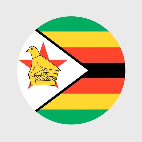 Zimbabwei Zászló Formájú Lapos Kerek Vektor Illusztrációja Hivatalos Nemzeti Zászló — Stock Vector