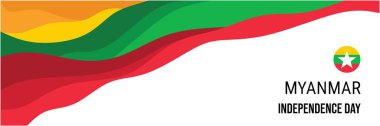 Myanmar bağımsızlık günü veya ulusal bayrak vektör tasarımı. Soyut arkaplan, dalga ve geometrik retro tarzı. Myanmar Ulusal Bayrağı. 4 Ocak.