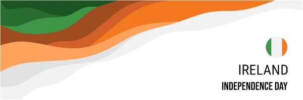 爱尔兰独立日或国庆日横幅矢量设计 复古风格的波浪与几何背景 爱尔兰国旗 4月24日 — 图库矢量图片