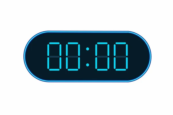 00を表示するデジタル時計のベクトルフラットイラスト デジタル番号デザインのアラームのイラスト 時間の時計アイコン 腕時計 アラーム記号 — ストックベクタ