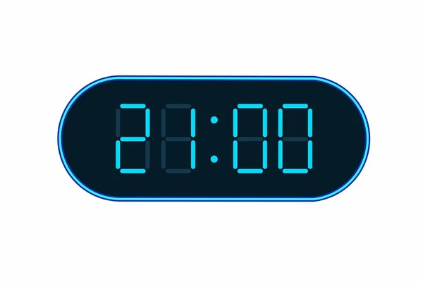 显示21 00的数字时钟的矢量平面插图 用数字数字设计说明报警情况 一个小时的时钟图标 警示牌 — 图库矢量图片