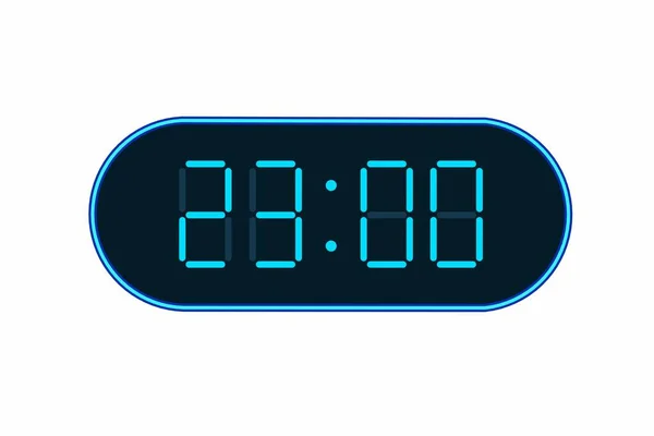 显示23 00的数字时钟的矢量平面插图 用数字数字设计说明报警情况 一个小时的时钟图标 警示牌 — 图库矢量图片