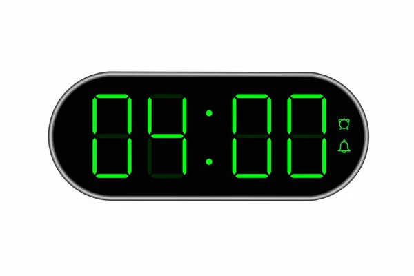 显示04 00的数字时钟的矢量平面插图 用数字数字设计说明报警情况 一个小时的时钟图标 警示牌 — 图库矢量图片