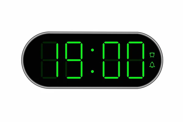 평면의 디지털 시계는 방향을 표시한다 디지털 디자인으로 알람의 봅시다 아이콘 — 스톡 벡터