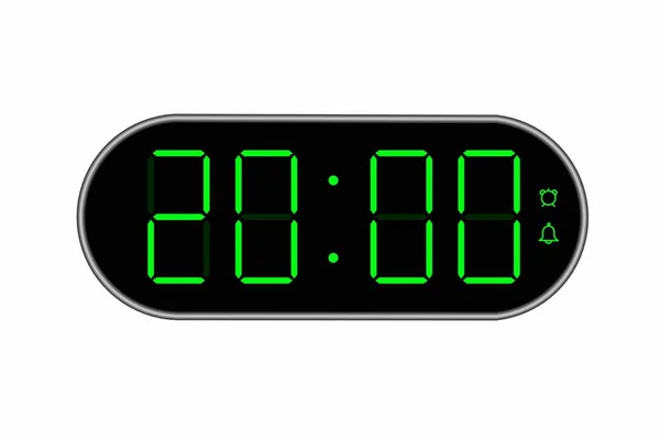 显示20 00的数字时钟的矢量平面插图 用数字数字设计说明报警情况 一个小时的时钟图标 警示牌 — 图库矢量图片