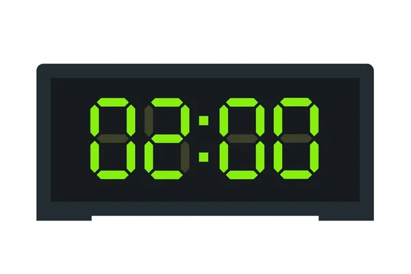 显示02 00的数字时钟的矢量平面插图 用数字数字设计说明报警情况 一个小时的时钟图标 警示牌 — 图库矢量图片
