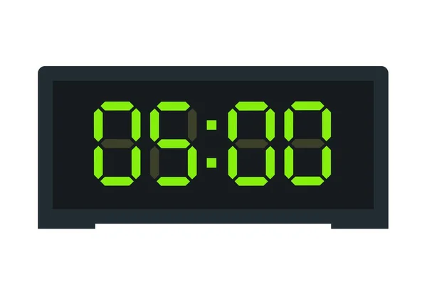显示05 00的数字时钟的矢量平面插图 用数字数字设计说明报警情况 一个小时的时钟图标 警示牌 — 图库矢量图片
