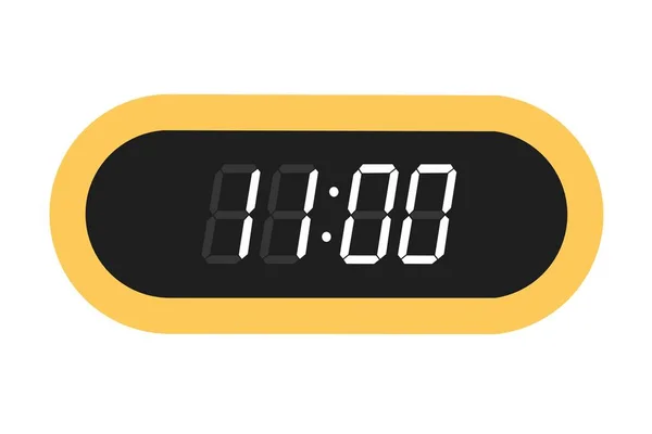 显示11 00的数字时钟的矢量平面插图 用数字数字设计说明报警情况 一个小时的时钟图标 警示牌 — 图库矢量图片