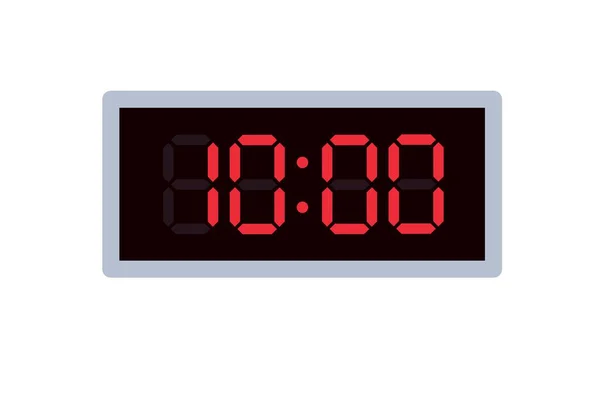 显示10 00的数字时钟的矢量平面插图 用数字数字设计说明报警情况 一个小时的时钟图标 警示牌 — 图库矢量图片