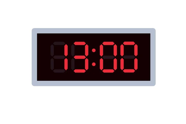 显示13 00的数字时钟的矢量平面插图 用数字数字设计说明报警情况 一个小时的时钟图标 警示牌 — 图库矢量图片