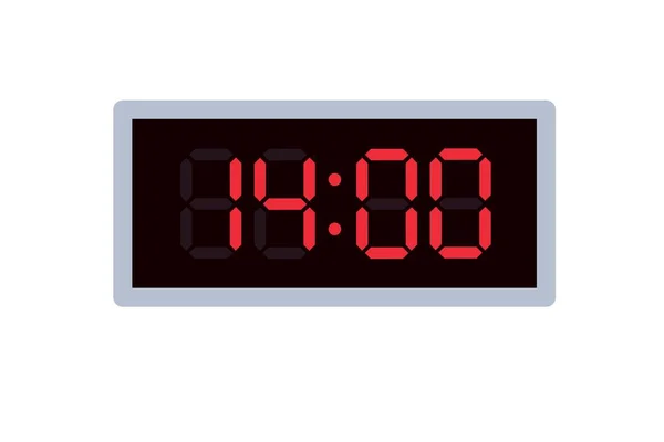 显示14 00的数字时钟的矢量平面插图 用数字数字设计说明报警情况 一个小时的时钟图标 警示牌 — 图库矢量图片