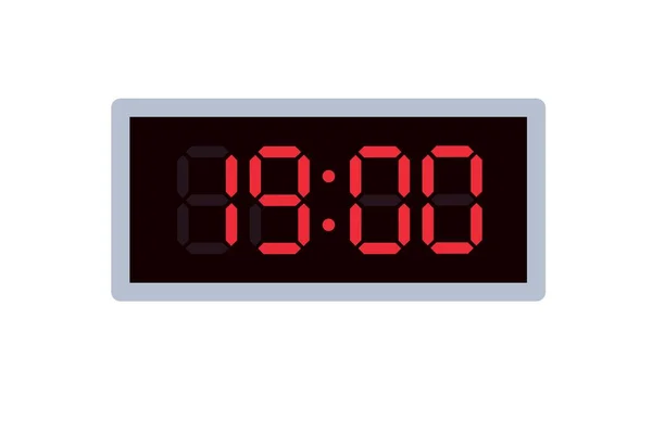 显示19 00的数字时钟的矢量平面插图 用数字数字设计说明报警情况 一个小时的时钟图标 警示牌 — 图库矢量图片