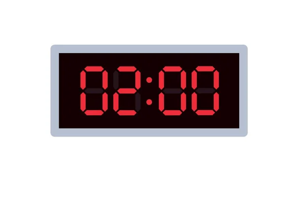 显示02 00的数字时钟的矢量平面插图 用数字数字设计说明报警情况 一个小时的时钟图标 警示牌 — 图库矢量图片
