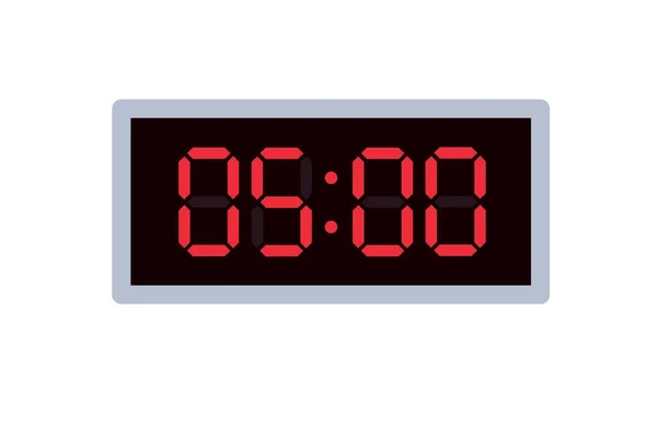 显示05 00的数字时钟的矢量平面插图 用数字数字设计说明报警情况 一个小时的时钟图标 警示牌 — 图库矢量图片