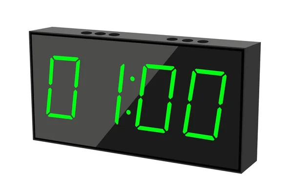 显示01 00的数字时钟的矢量平面插图 用数字数字设计说明报警情况 一个小时的时钟图标 警示牌 — 图库矢量图片