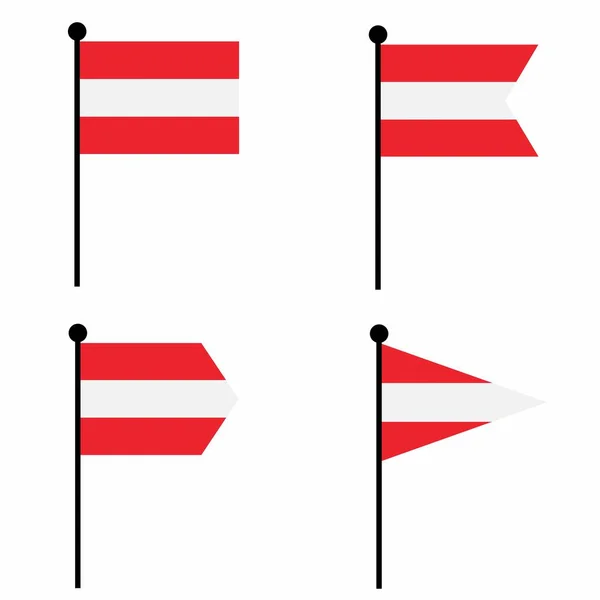 オーストリア4つの形状のバージョンで設定されたフラグアイコンを振って アイデンティティ エンブレム インフォグラフィックのための旗竿サインのコレクション — ストックベクタ
