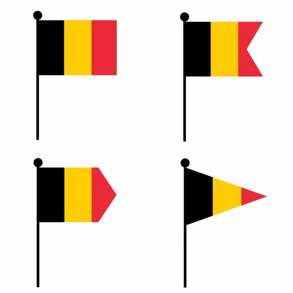 Belgien Viftar Flaggan Ikon Som Format Versioner Insamling Flaggstångstecken För — Stock vektor