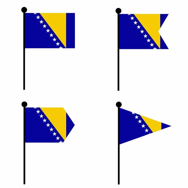 Bosnia Herzegovina Ondeando Icono Bandera Versiones Forma Colección Signo Asta — Archivo Imágenes Vectoriales