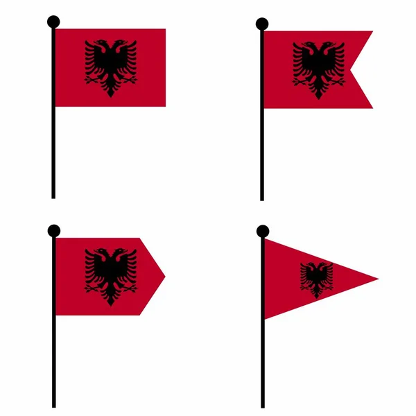 Albanien Viftar Flagga Ikon Som Format Versioner Insamling Flaggstångstecken För — Stock vektor