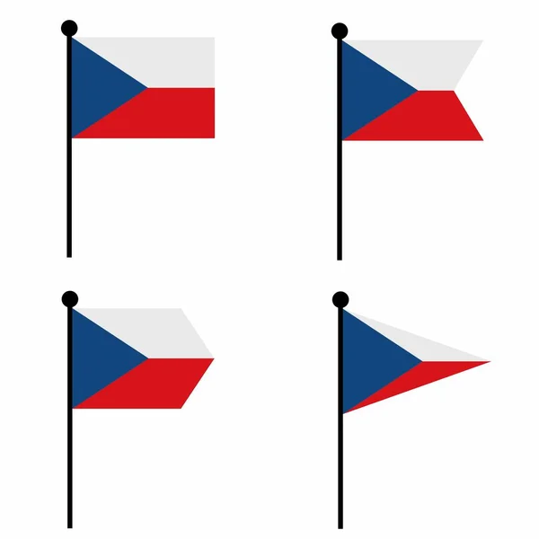 Czechy Machając Flagą Zestaw Ikon Wersjach Kształtowych Kolekcja Flagowego Znaku — Wektor stockowy