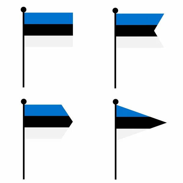 Estonie Icône Drapeau Agitant Mis Versions Forme Collection Signes Mât — Image vectorielle