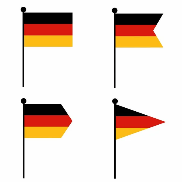 Germany Waving Flag Icon Set Shape Versions Collection Flagpole Sign — Stock Vector