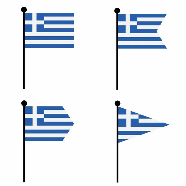 Греция Размахивает Флагом Установленным Вариантах Формы Коллекция Флагштока Идентификации Эмблемы — стоковый вектор
