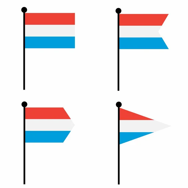 ルクセンブルクは4つの形状のバージョンで設定されたフラグアイコンを振って アイデンティティ エンブレム インフォグラフィックのための旗竿サインのコレクション — ストックベクタ