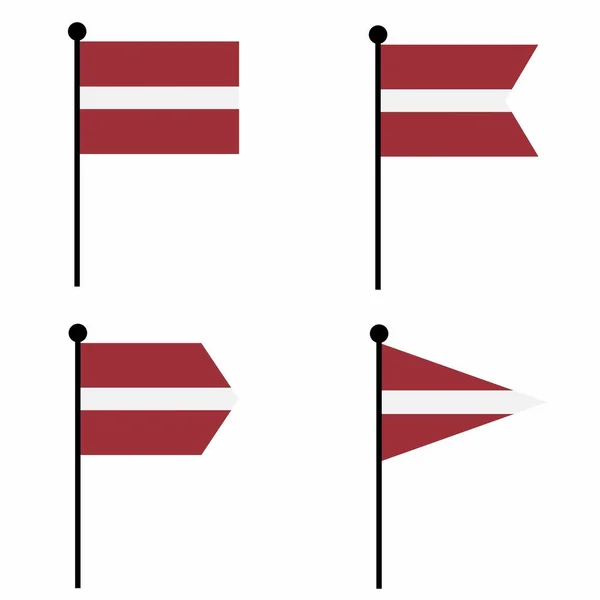 Латвія Махає Прапором Встановленим Форматних Версіях Збірка Знаків Флагштока Ідентифікації — стоковий вектор