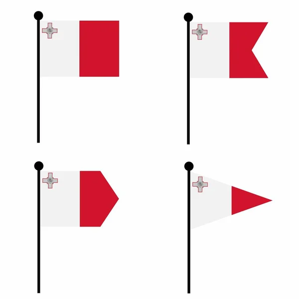 Maltańska Ikona Flagi Wersjach Kształtowych Kolekcja Flagowego Znaku Tożsamości Godła — Wektor stockowy