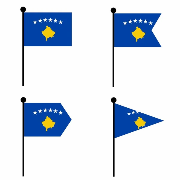 Kosovo Ondeando Icono Bandera Versiones Forma Colección Signo Asta Bandera — Archivo Imágenes Vectoriales