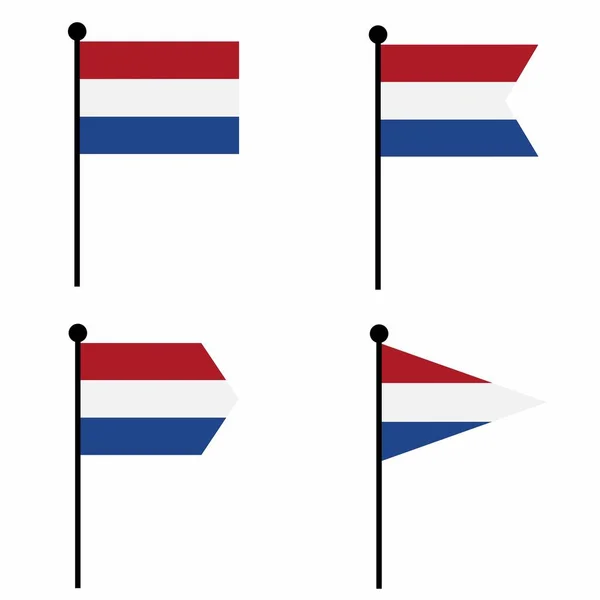 Nederländerna Viftar Flaggan Ikon Som Format Versioner Insamling Flaggstångstecken För — Stock vektor