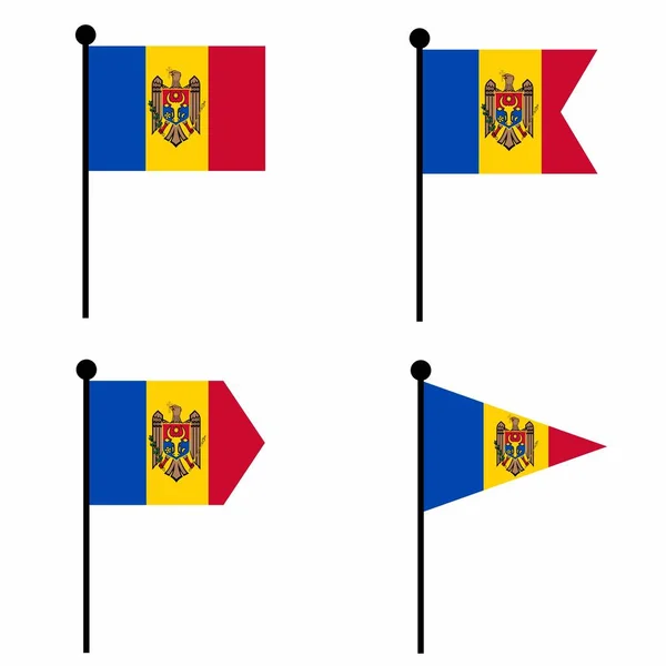 Moldavien Viftar Flagga Ikon Som Format Versioner Insamling Flaggstångstecken För — Stock vektor