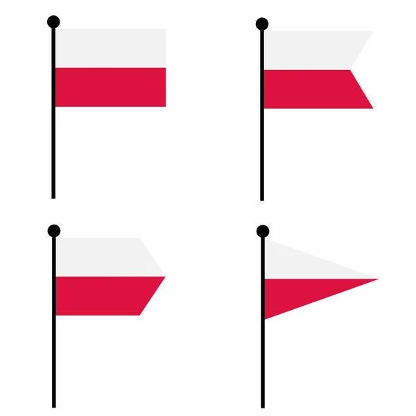 4つの形状のバージョンに設定されたフラグアイコンを振ってポーランド アイデンティティ エンブレム インフォグラフィックのための旗竿サインのコレクション — ストックベクタ