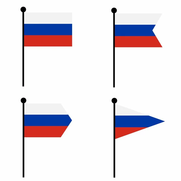 Rusia Ondeando Icono Bandera Versiones Forma Colección Signo Asta Bandera — Vector de stock