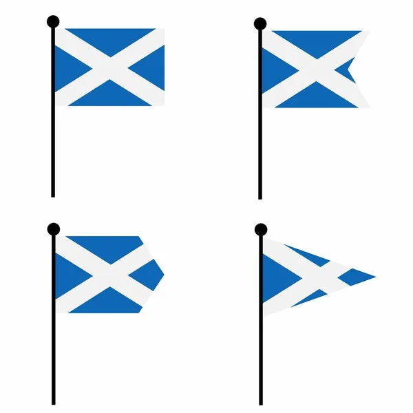 Schotland Zwaaien Vlag Pictogram Ingesteld Vormen Versies Verzameling Van Vlaggenmast — Stockvector