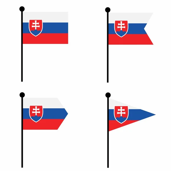 斯洛伐克挥动旗帜图标设置为4个形状版本 收集旗杆标识 用于标识 徽章和信息图形 — 图库矢量图片