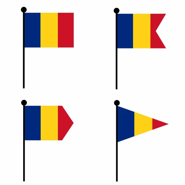 Ρουμανία Κυματίζει Εικονίδιο Σημαίας Εκδόσεις Σχήματος Συλλογή Πινακίδας Για Ταυτότητα — Διανυσματικό Αρχείο