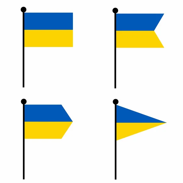 Icône Drapeau Ukraine Agitant Mis Versions Forme Collection Signes Mât — Image vectorielle