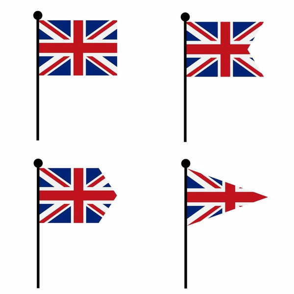 Ikona Vlajky Spojeného Království Nebo Spojeného Království Nastavena Verzích Tvaru — Stockový vektor