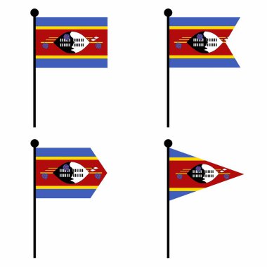 Svaziland ya da Eswatini bayrak sallama ikonu 4 şekilli olarak ayarlandı. Kimlik, amblem ve bilgi için bayrak direği işareti koleksiyonu. 