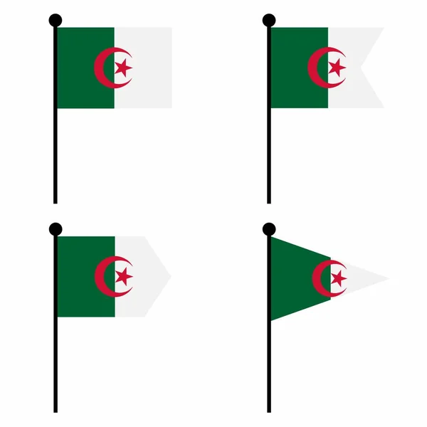 Algéria Lengő Zászló Ikon Készlet Alakja Változatban Identitás Jelkép Infografika — Stock Vector
