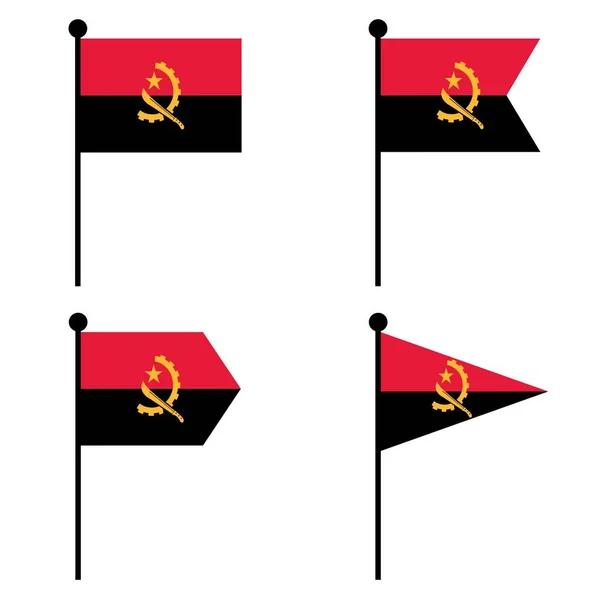 Ангола Розмахує Іконою Прапора Встановленою Варіантах Збірка Знаків Флагштока Ідентифікації — стоковий вектор