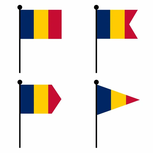 Τσαντ Κυματίζει Εικονίδιο Σημαία Που Εκδόσεις Σχήμα Συλλογή Πινακίδας Για — Διανυσματικό Αρχείο