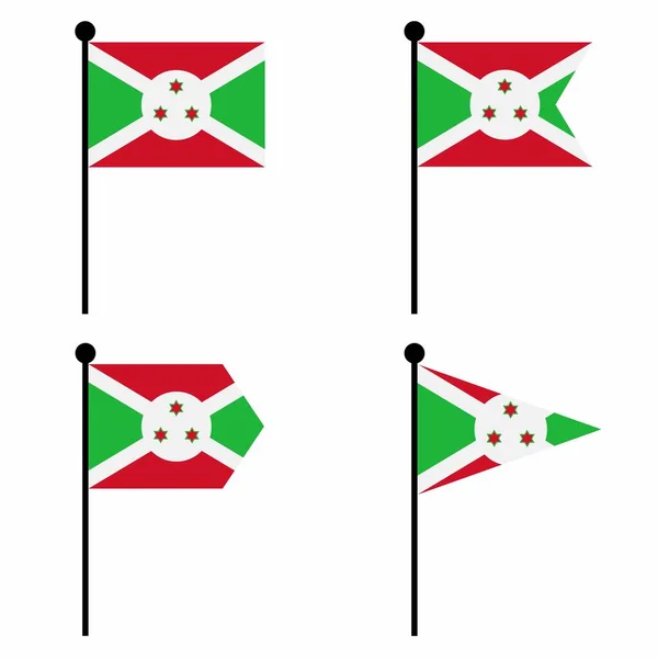 Ikona Vlajky Burundi Nastavena Verzích Obrazců Kolekce Vlajkového Stožáru Pro — Stockový vektor