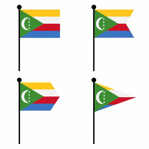 Comore Szigetek Lobogtató Zászló Ikon Készlet Alakja Változatban Identitás Jelkép — Stock Vector